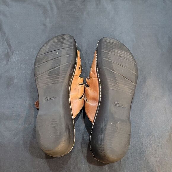 COLLECTION BY CLARKS WOMEN'S LEATHER WEDGES SANDALS - Picture 12 of 14